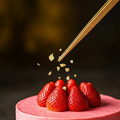 Edible Gold Leaf (Made in Japan) – Flake Type, 0.075g with Bamboo Tweezers